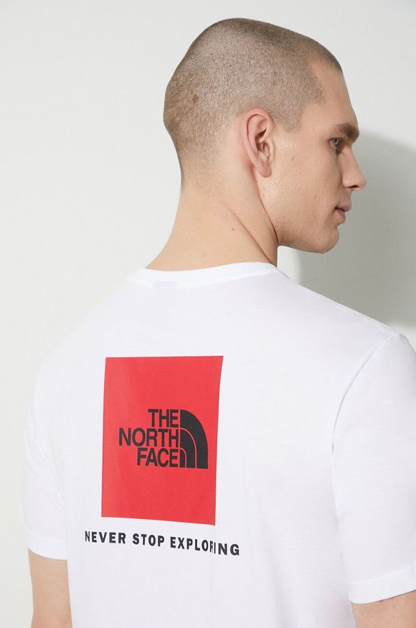 The North Face Bombažna kratka majica The North Face M S/S Redbox Tee moška, bela barva, NF0A87NPFN41