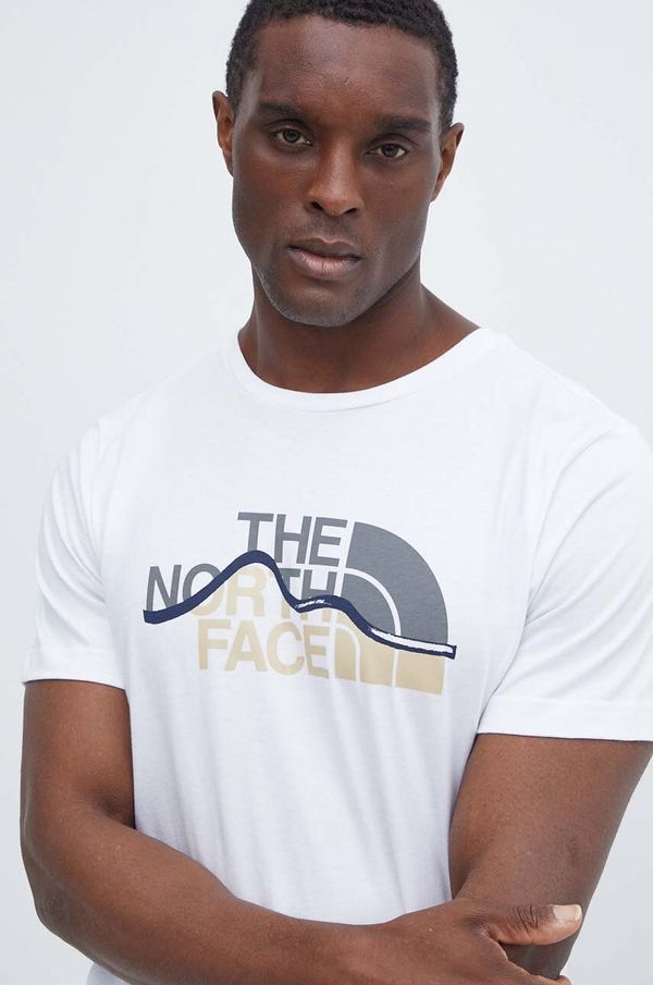 The North Face Bombažna kratka majica The North Face moška, bela barva, NF0A87NTFN41