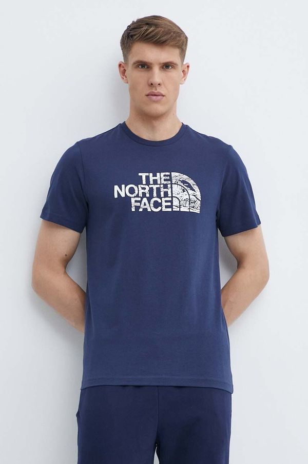 The North Face Bombažna kratka majica The North Face moška, mornarsko modra barva, NF0A87NX8K21