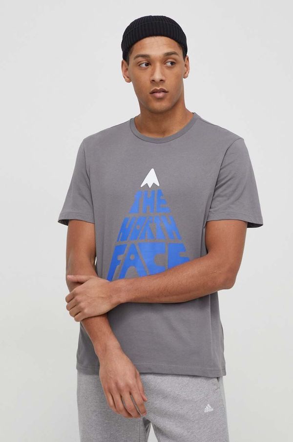 The North Face Bombažna kratka majica The North Face moški, siva barva