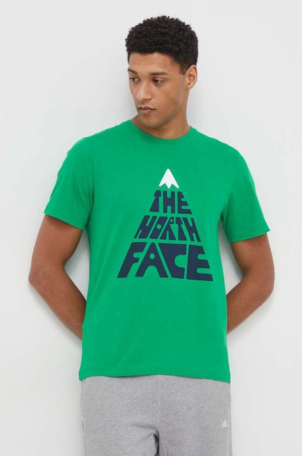 The North Face Bombažna kratka majica The North Face moški, zelena barva
