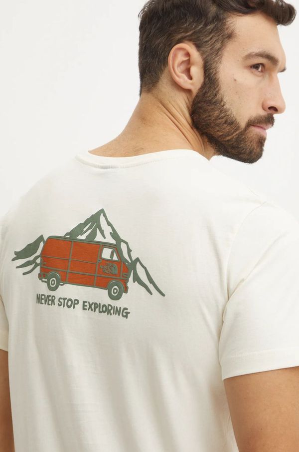 The North Face Bombažna kratka majica The North Face Outdoor Graphic moška, bež barva, NF0A8C1ZQLI1