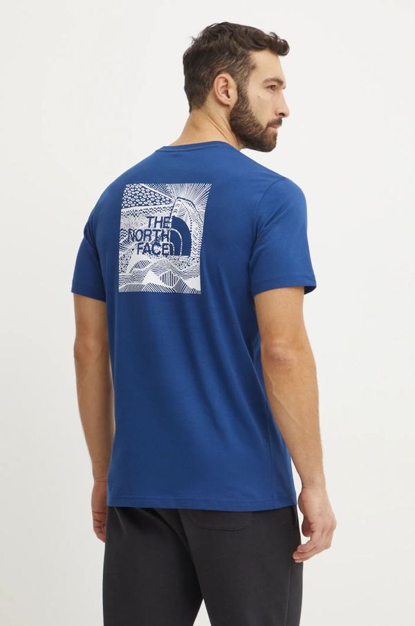 The North Face Bombažna kratka majica The North Face Redbox Celebration moška, mornarsko modra barva, NF0A87NVD1R1