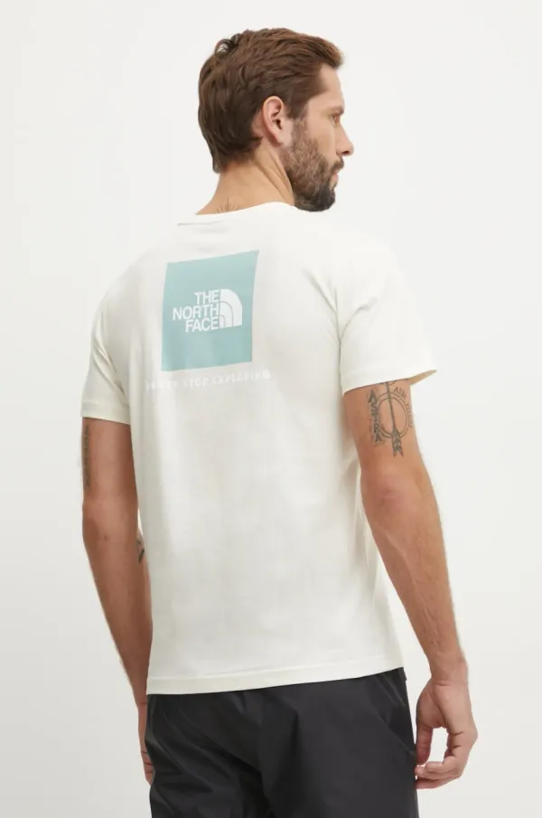 The North Face Bombažna kratka majica The North Face Redbox moška, bež barva, NF0A87NP9IX1