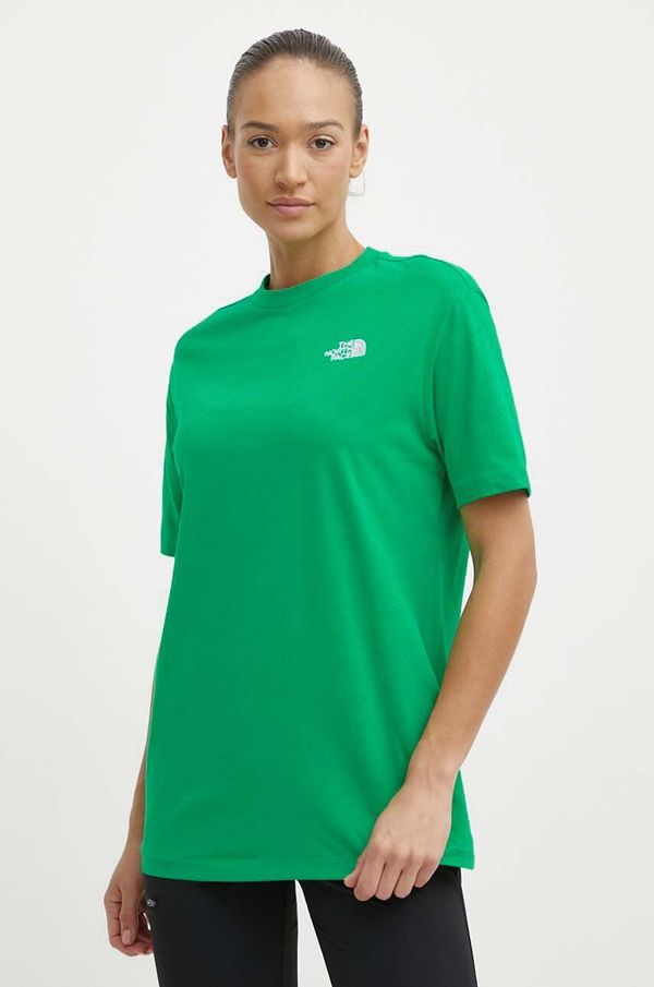 The North Face Bombažna kratka majica The North Face W S/S Essential Oversize Tee ženska, zelena barva, NF0A87NQPO81