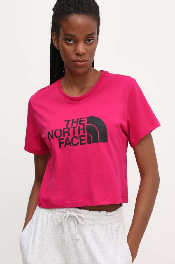 The North Face Bombažna kratka majica The North Face ženska, roza barva, NF0A87NAPYI1