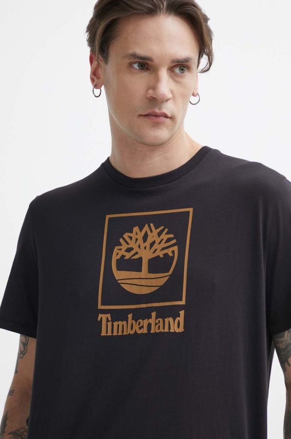 Timberland Bombažna kratka majica Timberland moška, črna barva, TB0A5QSP0011