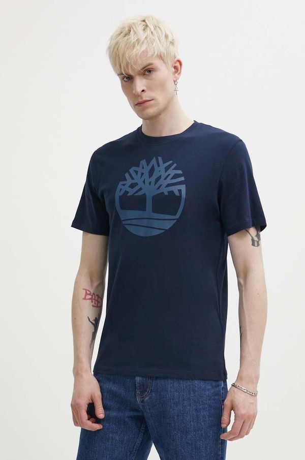 Timberland Bombažna kratka majica Timberland moška, mornarsko modra barva, TB0A2C2RZ021