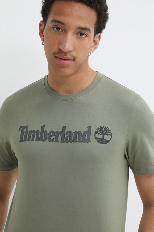 Timberland Bombažna kratka majica Timberland moška, zelena barva, TB0A5UPQ5901