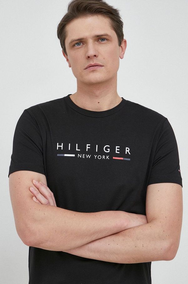 Tommy Hilfiger Bombažna kratka majica Tommy Hilfiger črna barva