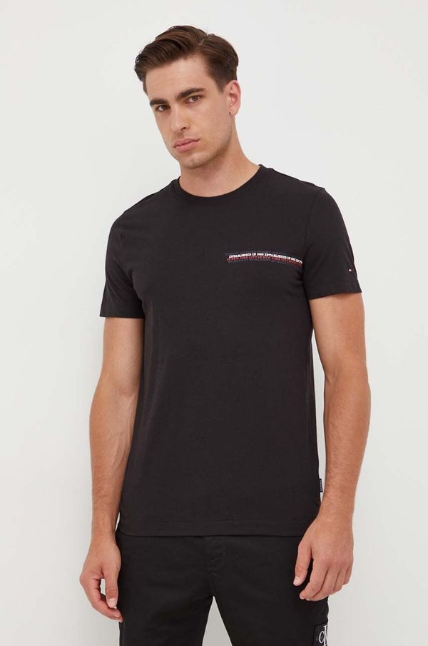 Tommy Hilfiger Bombažna kratka majica Tommy Hilfiger črna barva