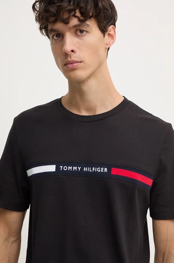 Tommy Hilfiger Bombažna kratka majica Tommy Hilfiger moška, črna barva, MW0MW36498