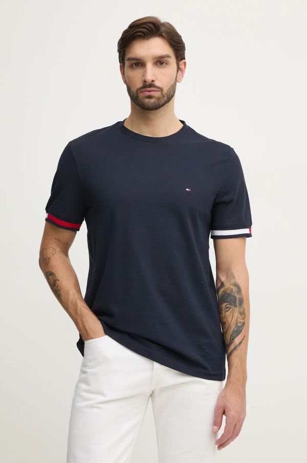 Tommy Hilfiger Bombažna kratka majica Tommy Hilfiger moška, mornarsko modra barva, MW0MW38078