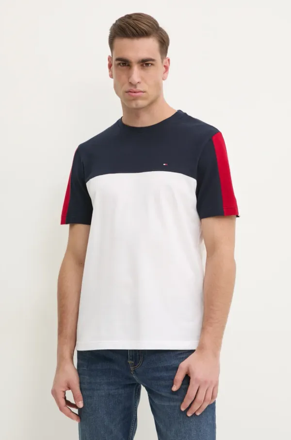 Tommy Hilfiger Bombažna kratka majica Tommy Hilfiger moška, mornarsko modra barva, MW0MW39170