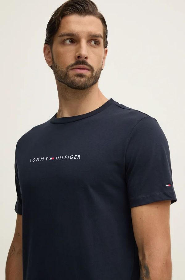 Tommy Hilfiger Bombažna kratka majica Tommy Hilfiger moška, mornarsko modra barva, UM0UM03344