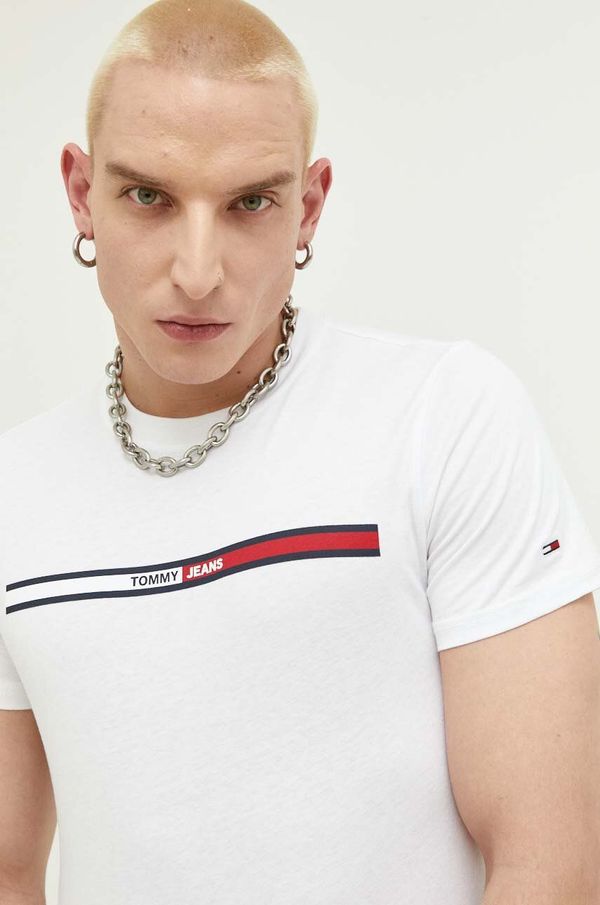 Tommy Jeans Bombažna kratka majica Tommy Jeans bela barva