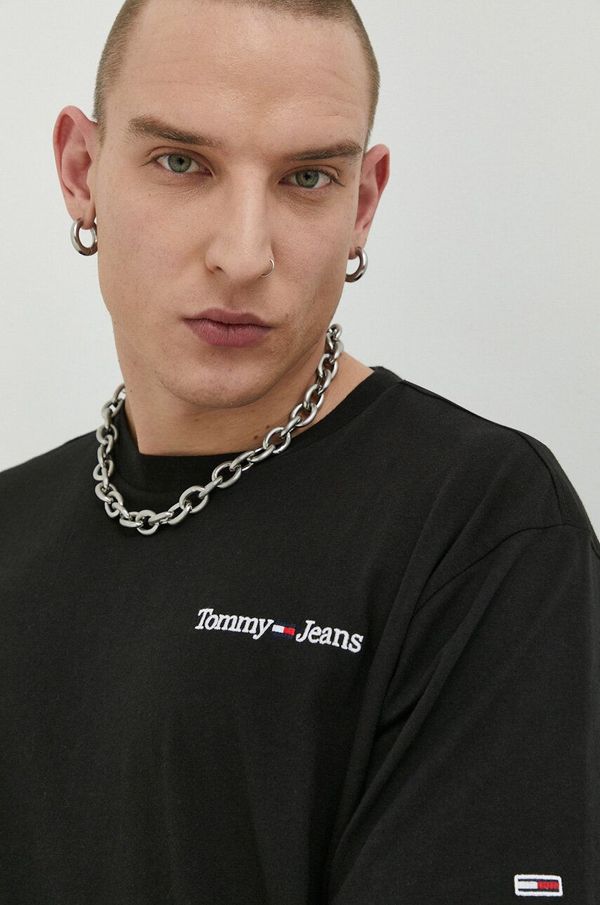 Tommy Jeans Bombažna kratka majica Tommy Jeans črna barva