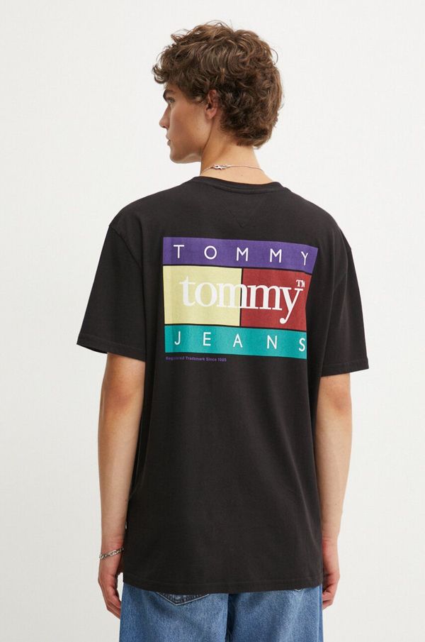 Tommy Jeans Bombažna kratka majica Tommy Jeans moška, črna barva, DM0DM18527