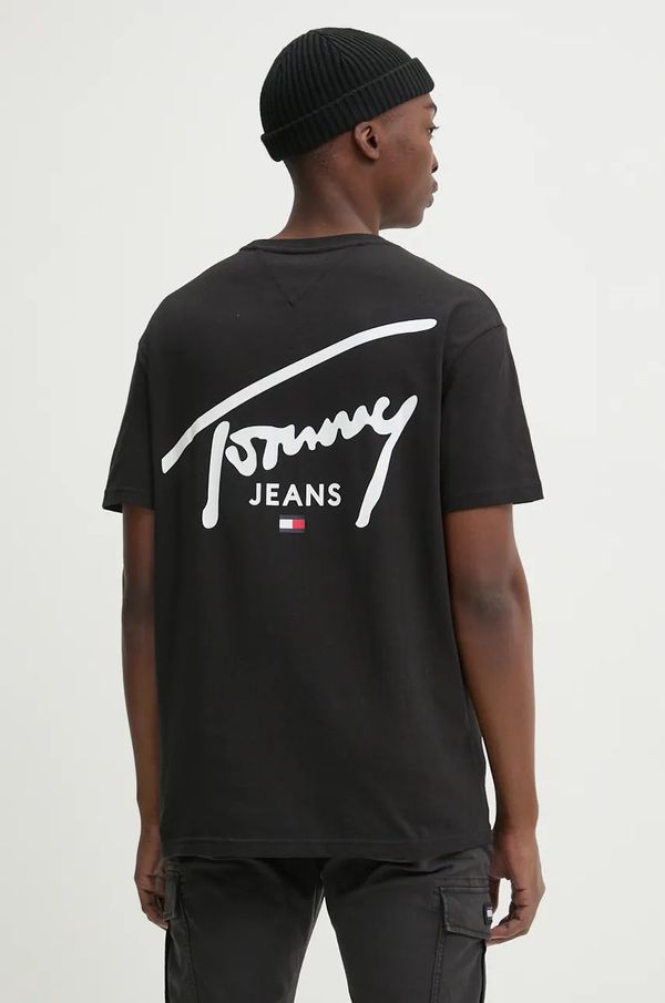 Tommy Jeans Bombažna kratka majica Tommy Jeans moška, črna barva, DM0DM18536