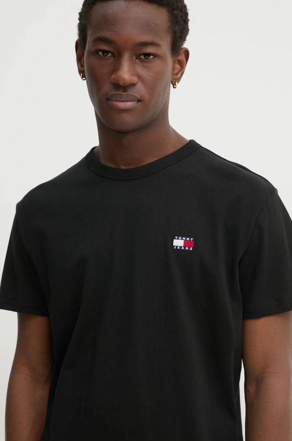 Tommy Jeans Bombažna kratka majica Tommy Jeans moška, črna barva, DM0DM20322