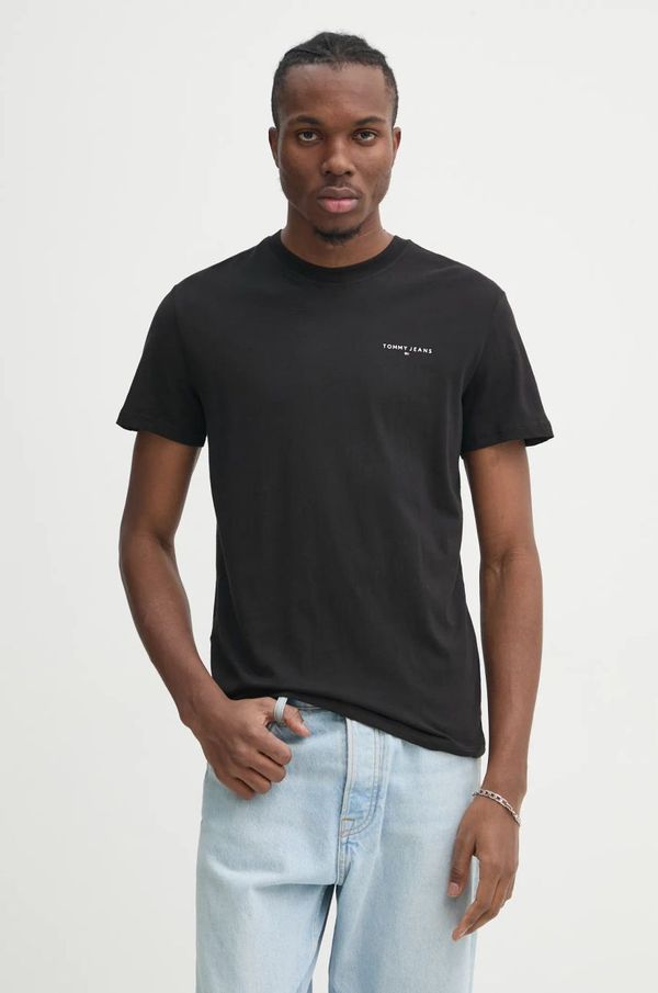 Tommy Jeans Bombažna kratka majica Tommy Jeans moška, črna barva, DM0DM21188