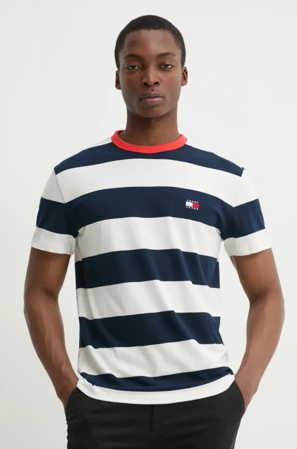 Tommy Jeans Bombažna kratka majica Tommy Jeans moška, mornarsko modra barva, DM0DM20766