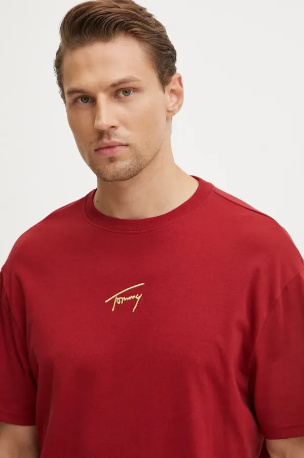 Tommy Jeans Bombažna kratka majica Tommy Jeans moška, rdeča barva, DM0DM19692