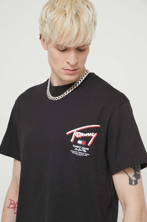 Tommy Jeans Bombažna kratka majica Tommy Jeans moški, črna barva