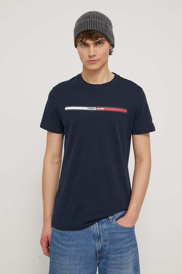 Tommy Jeans Bombažna kratka majica Tommy Jeans moški, mornarsko modra barva