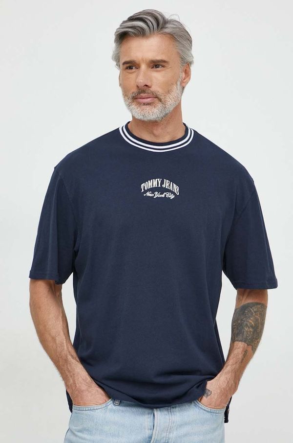 Tommy Jeans Bombažna kratka majica Tommy Jeans moški, mornarsko modra barva