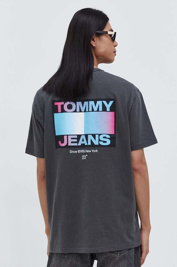 Tommy Jeans Bombažna kratka majica Tommy Jeans moški, siva barva