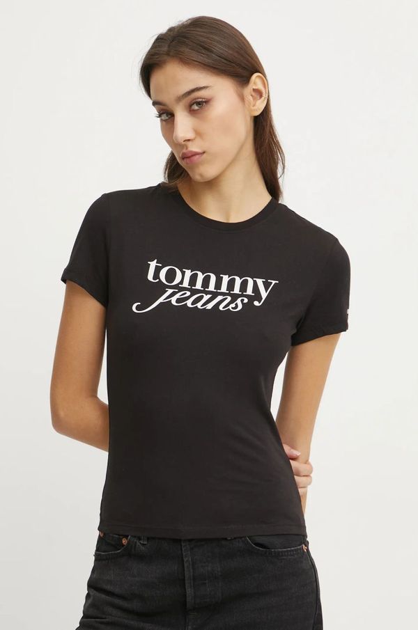 Tommy Jeans Bombažna kratka majica Tommy Jeans ženska, črna barva, DW0DW19447