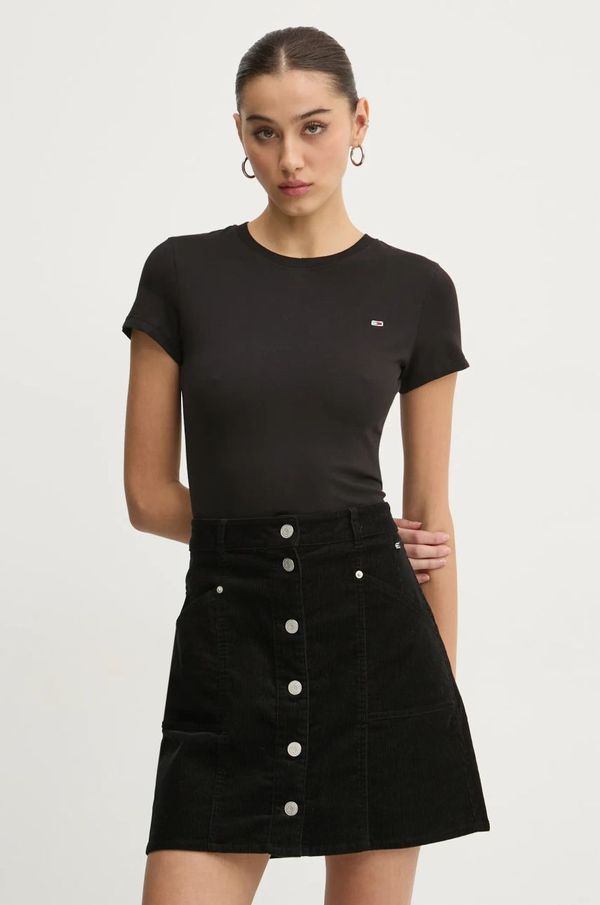 Tommy Jeans Bombažna kratka majica Tommy Jeans ženska, črna barva, DW0DW20459