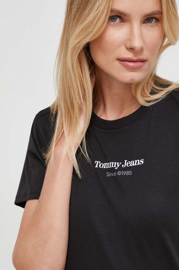 Tommy Jeans Bombažna kratka majica Tommy Jeans ženski, črna barva