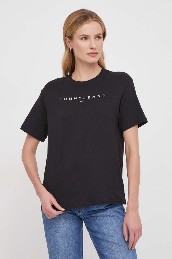 Tommy Jeans Bombažna kratka majica Tommy Jeans ženski, črna barva