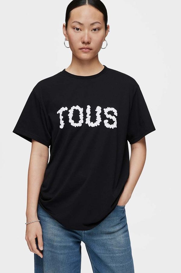 Tous Bombažna kratka majica Tous ženska, črna barva, 2002104851