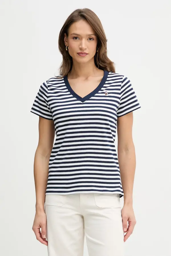 U.S. Polo Assn. Bombažna kratka majica U.S. Polo Assn. STRIPE V-NECK