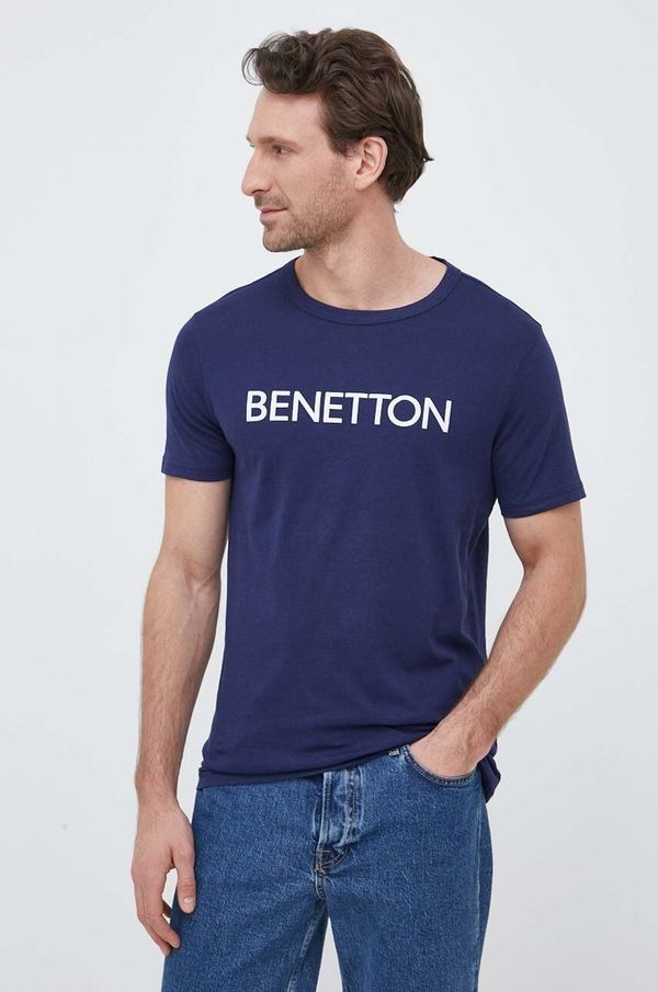 United Colors of Benetton Bombažna kratka majica United Colors of Benetton mornarsko modra barva