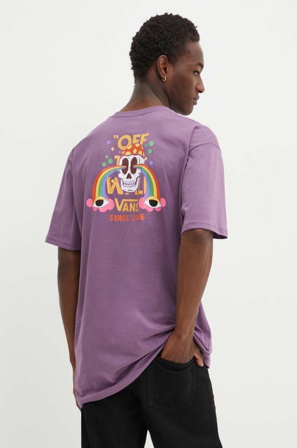 Vans Bombažna kratka majica Vans moška, vijolična barva, VN000KHWCIF1