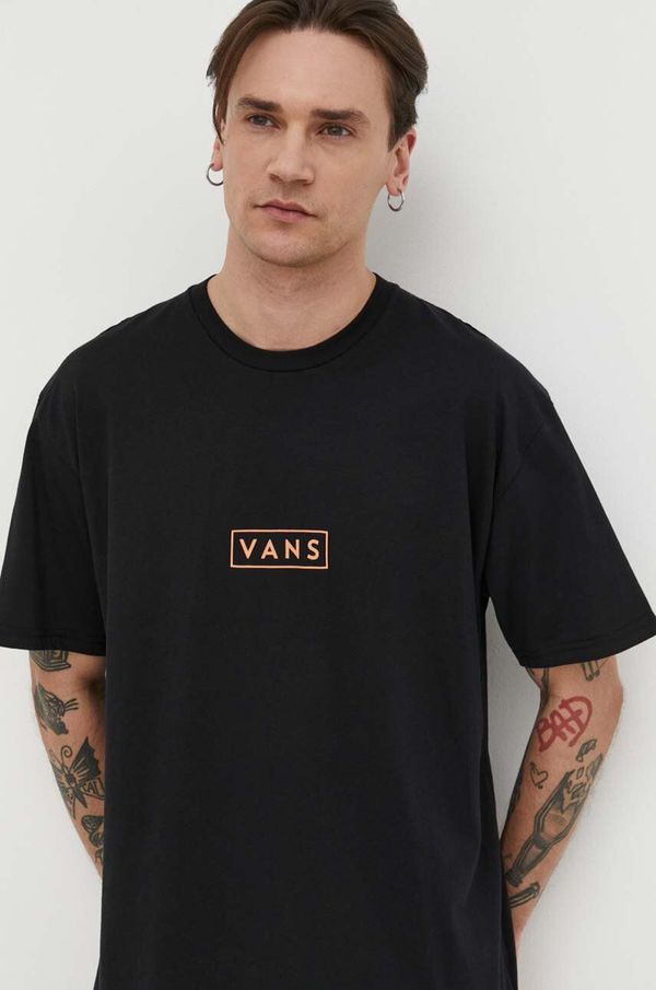 Vans Bombažna kratka majica Vans moški, črna barva