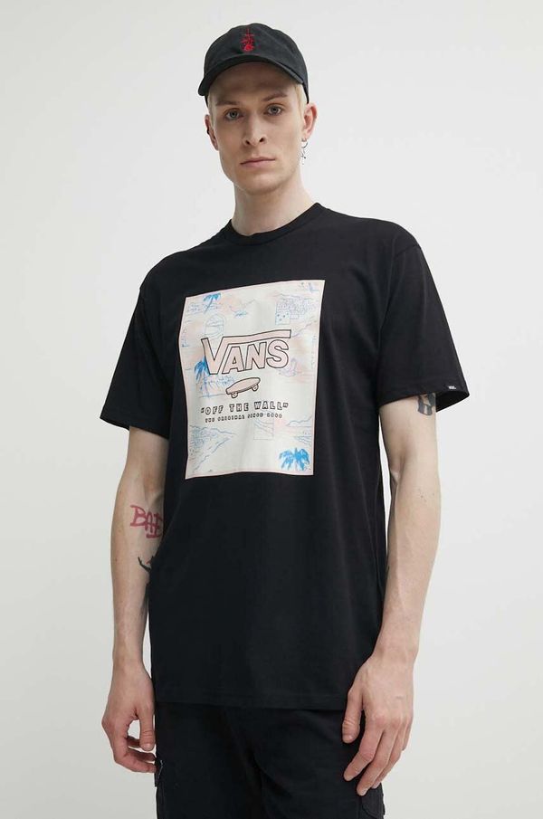 Vans Bombažna kratka majica Vans moški, črna barva