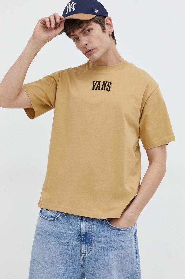 Vans Bombažna kratka majica Vans moški, rumena barva