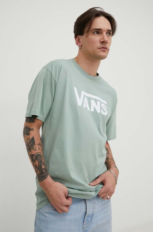 Vans Bombažna kratka majica Vans moški, zelena barva