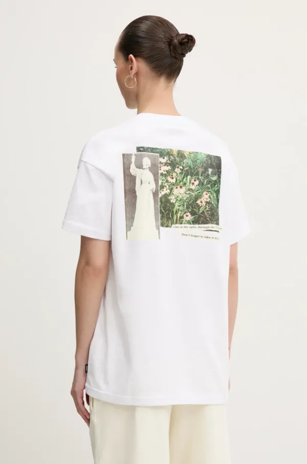 Vans Bombažna kratka majica Vans ženska, bela barva, VN000MCGWHT1