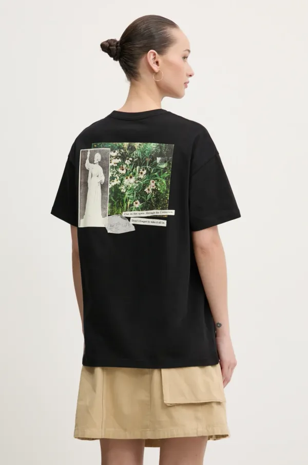 Vans Bombažna kratka majica Vans ženska, črna barva, VN000MCGBLK1