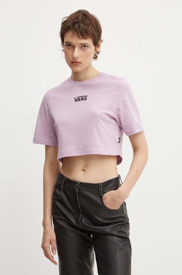 Vans Bombažna kratka majica Vans ženska, vijolična barva, VN000GFFD451