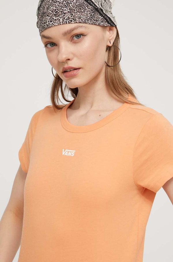 Vans Bombažna kratka majica Vans ženski, oranžna barva