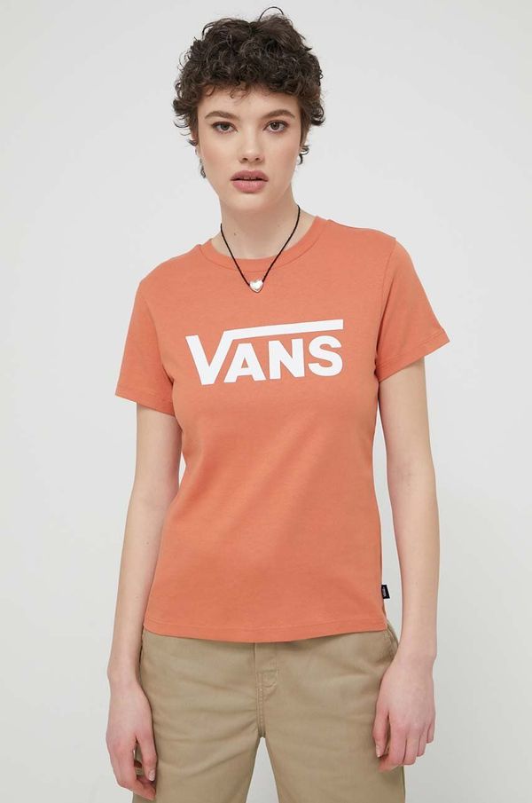 Vans Bombažna kratka majica Vans ženski, oranžna barva