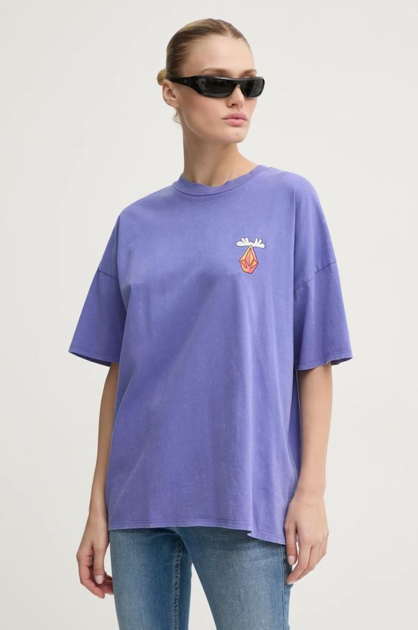 Volcom Bombažna kratka majica Volcom ženska, vijolična barva, B3532414