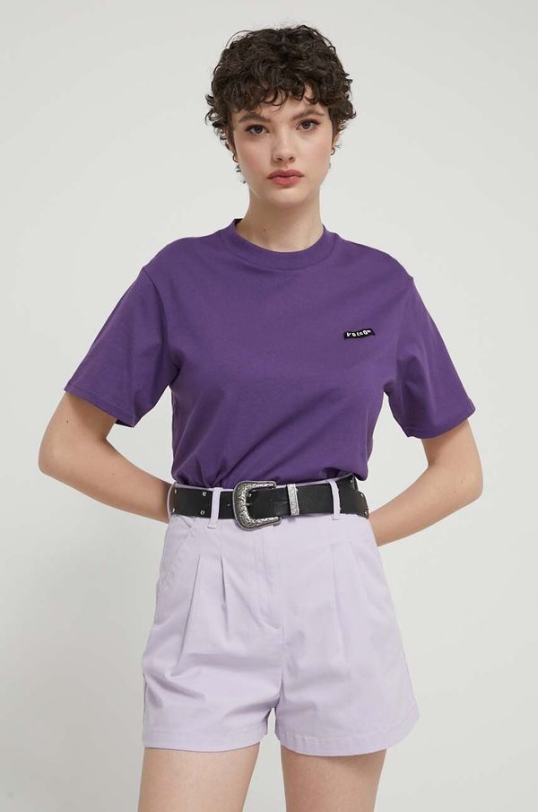 Volcom Bombažna kratka majica Volcom ženski, vijolična barva